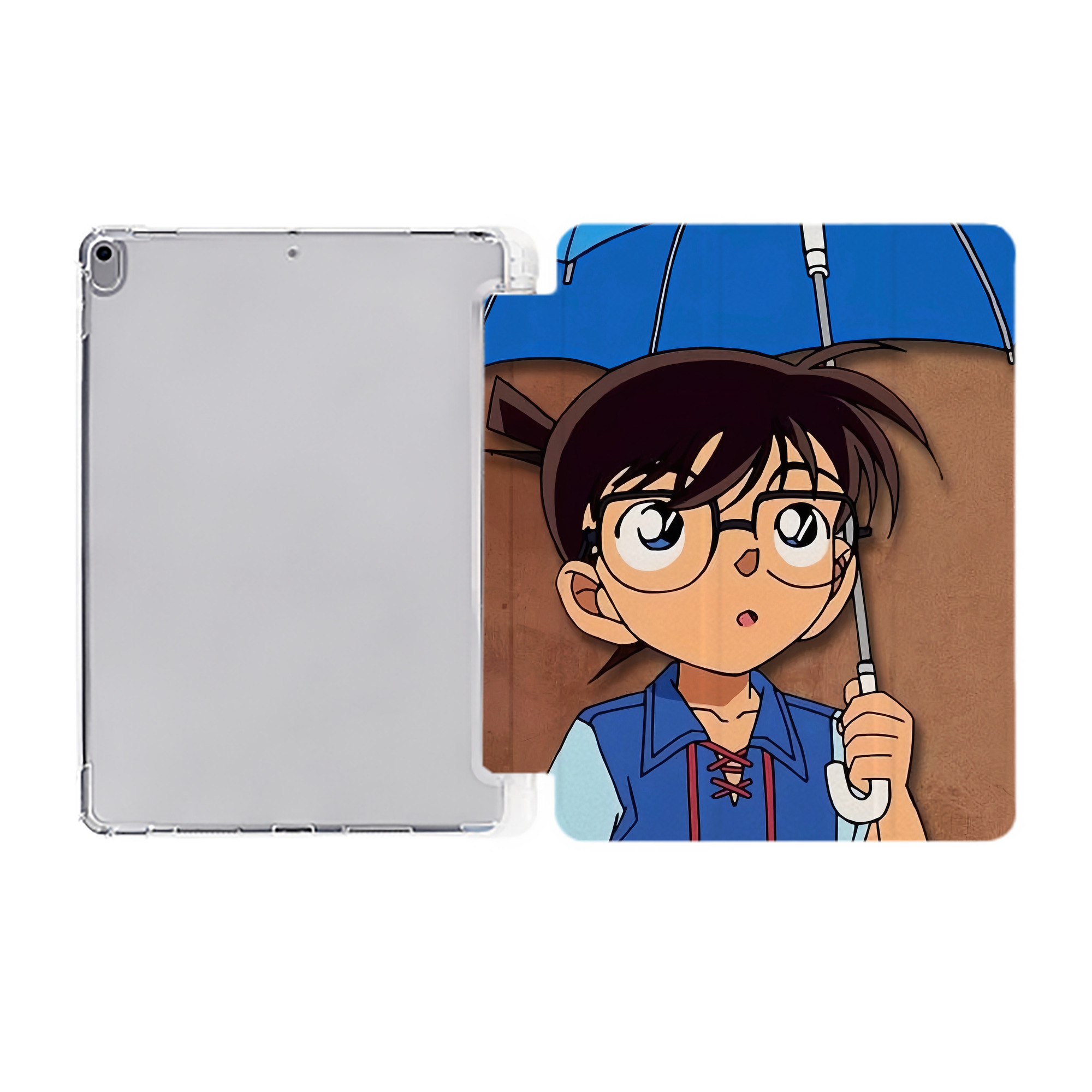 （画像用） 名探偵コナン Detective Conan IPad ケース ペン収納付き 三つ折りスタンド PUレザー×シリコン 対応機種9.5/10.5/10.9インチ